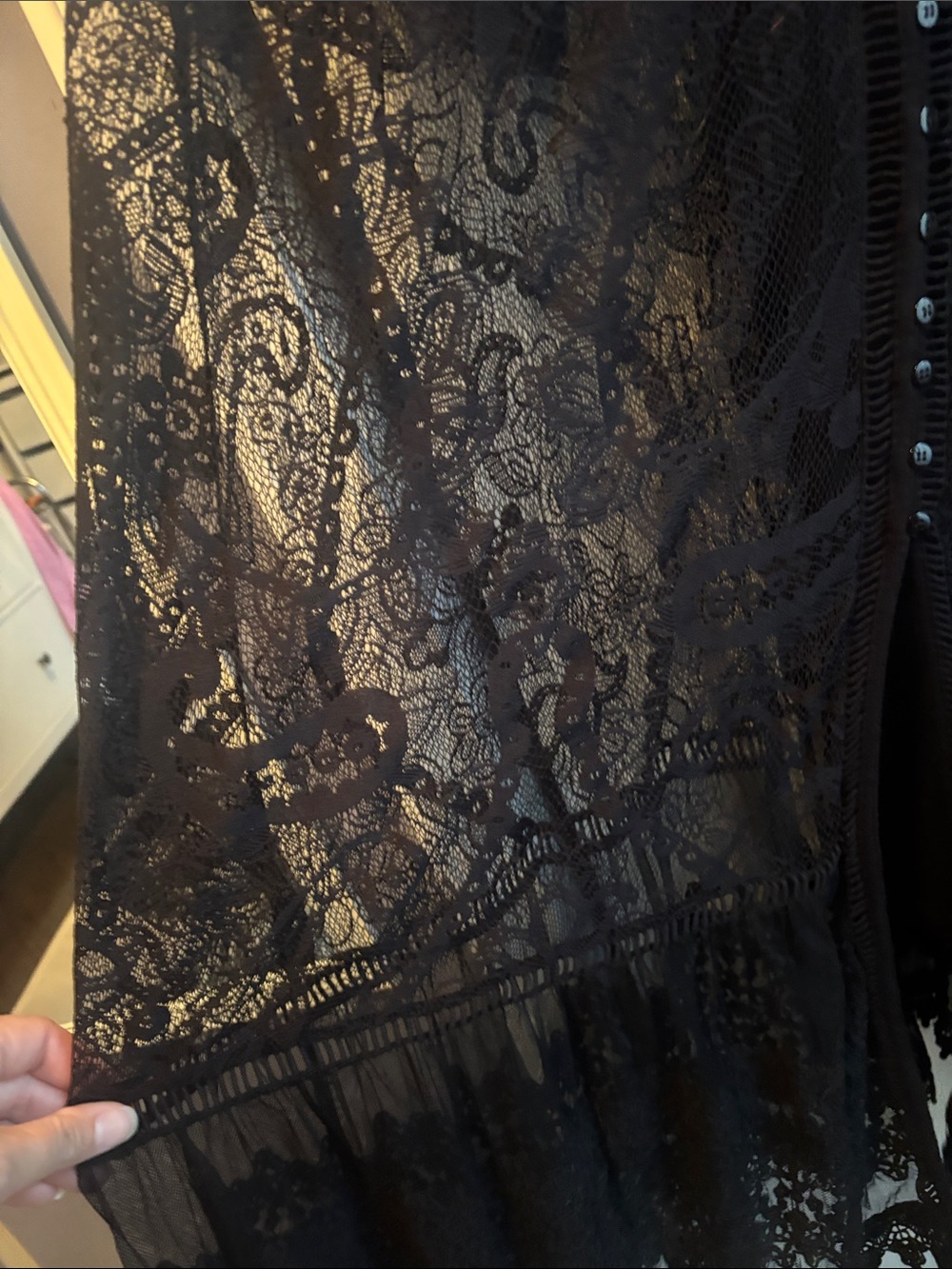 Black Lace Maxi Button-Front Dress - Picture 4 of 4